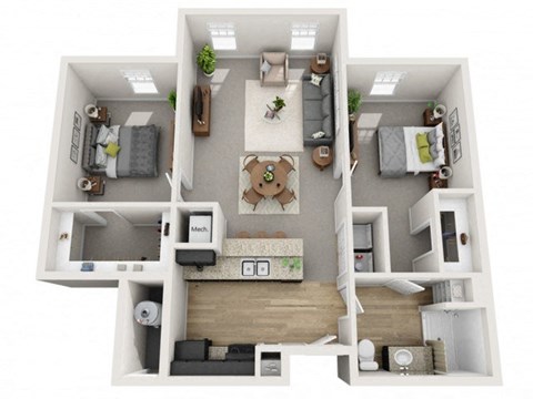 2 Bed 1 Bath Floor Plan at The View on 20th, Ogden, UT, 84401